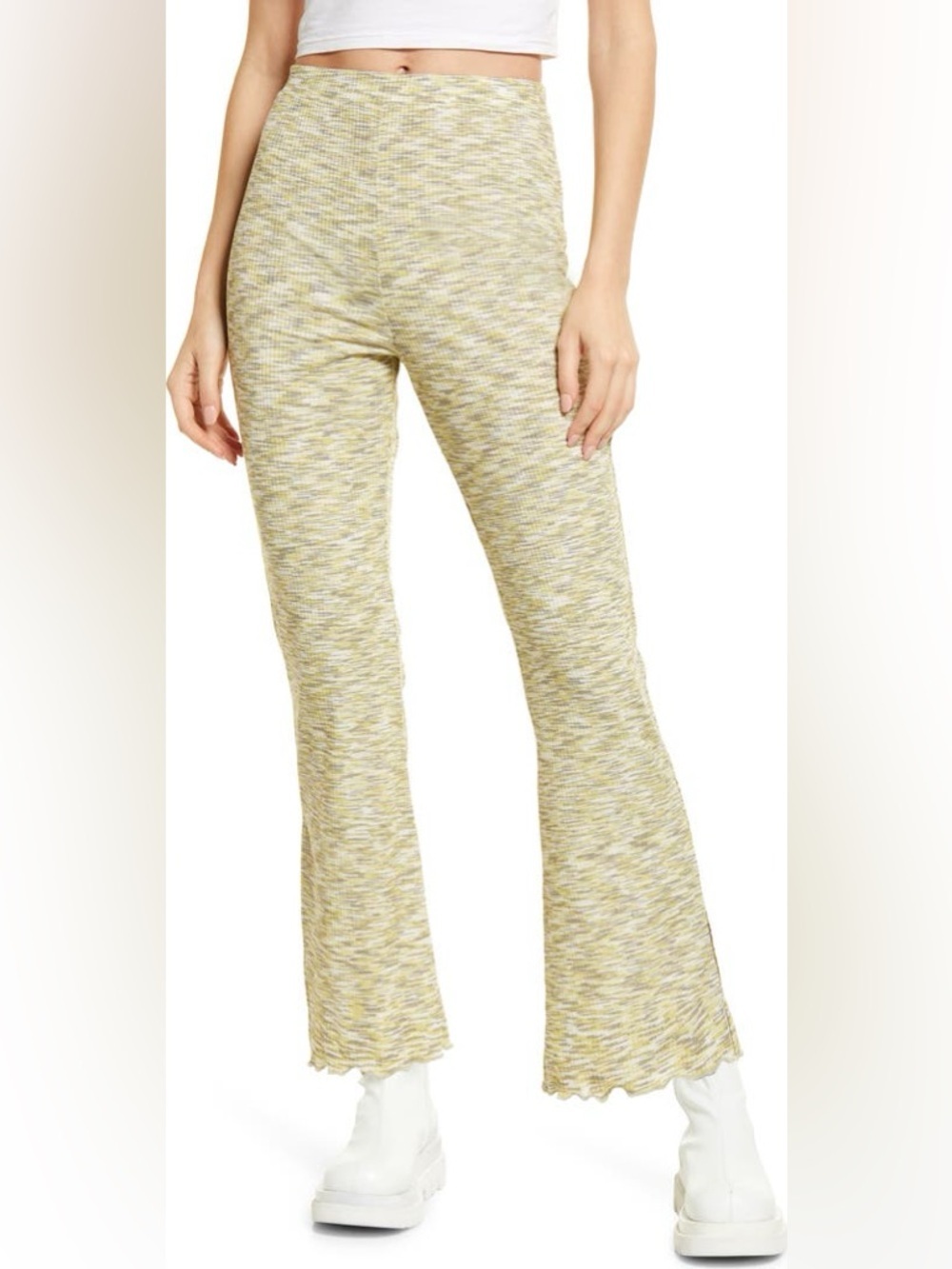 Lisa Says Gah Josie Ribbed Space Dye Flare Pants Size Medium like new